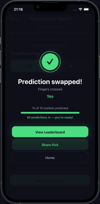 CalledIt prediction confirmation screen showing all predictions submitted